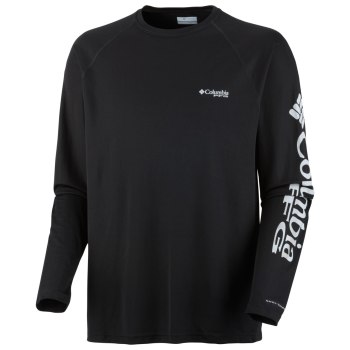 Columbia Muške Majice S Kapuljačom - PFG Terminal Tackle Long Sleeve Tall Crne Sive | LIAF-56879